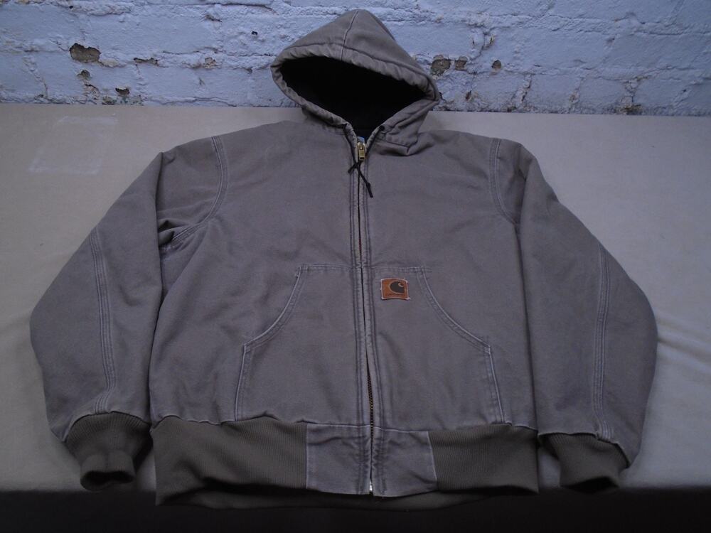 Vintage Carhartt J142 SAG Quilt Lined Hooded Sage Sandstone Jacket Size Large